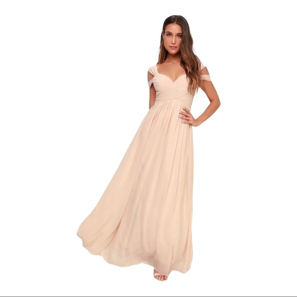 LULU'S Make Me Move Maxi Dress Blush Pink Medium Bridesmaid Wedding - Picture 4 of 13